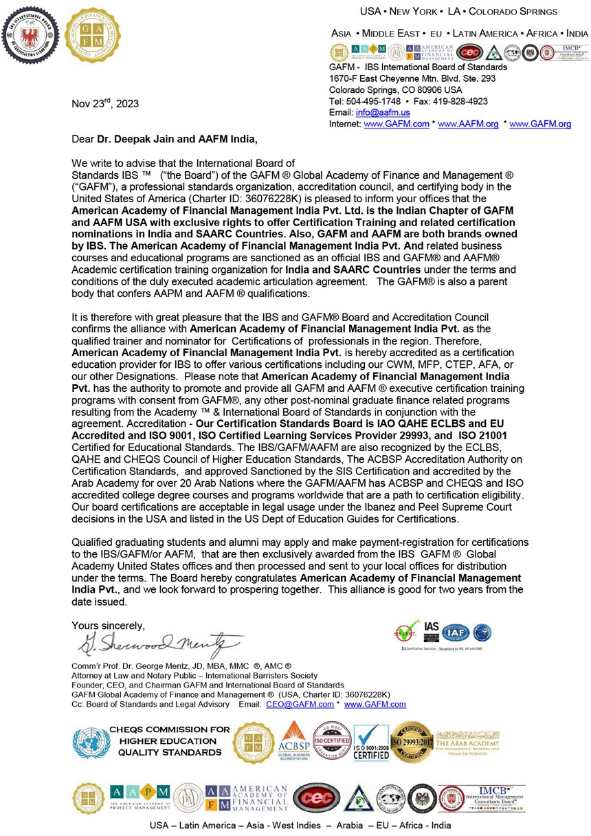 AAFM India accreditation