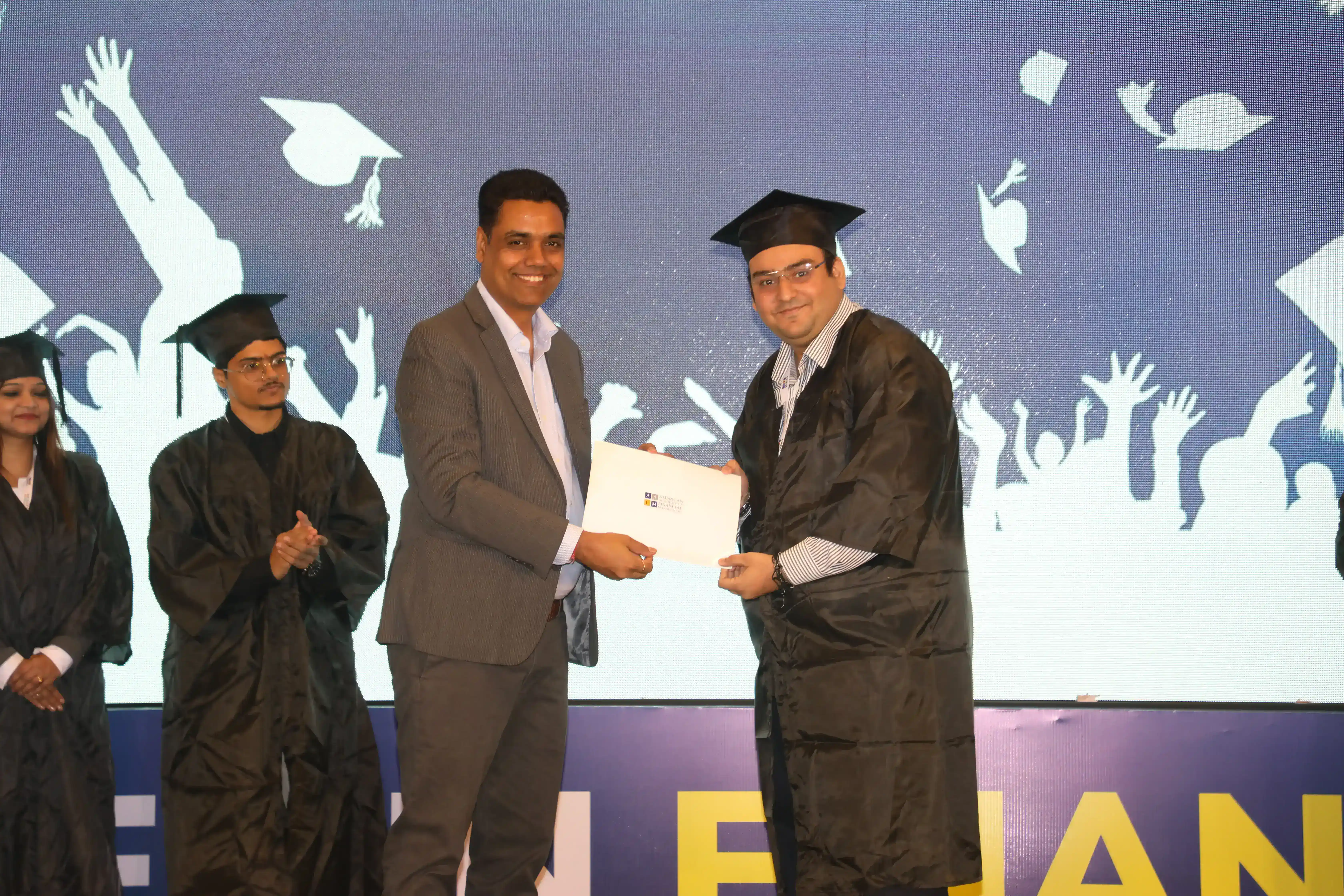 AAFM India convocation â€” graduates receiving their certificates